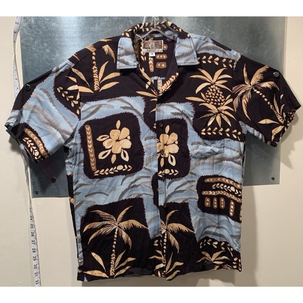 Vintage KALAHEO Hawaiian Tribal Floral Button Shirt Size M Made in Hawaii USA - Picture 15 of 15